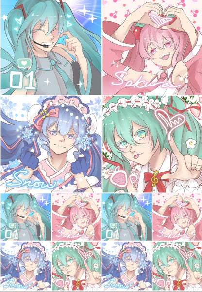 Photo Booth-Style Miku Sticker Sheet