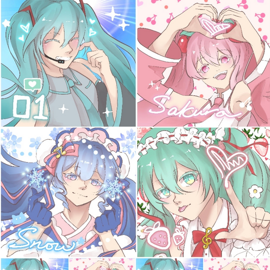 Photo Booth-Style Miku Sticker Sheet